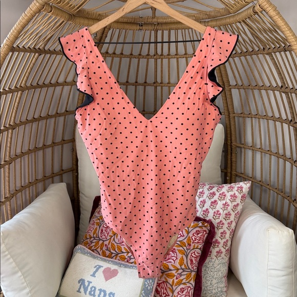summersalt Other - Women’s Summersalt Ruffle Backflip One-Piece Swimsuit Pink Polka Dot Size 12
